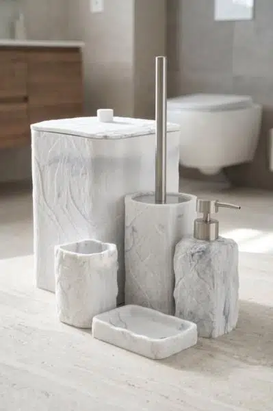Acar JHN-09342 Laduree Collection 5'Li Köşeli Banyo Set Gri