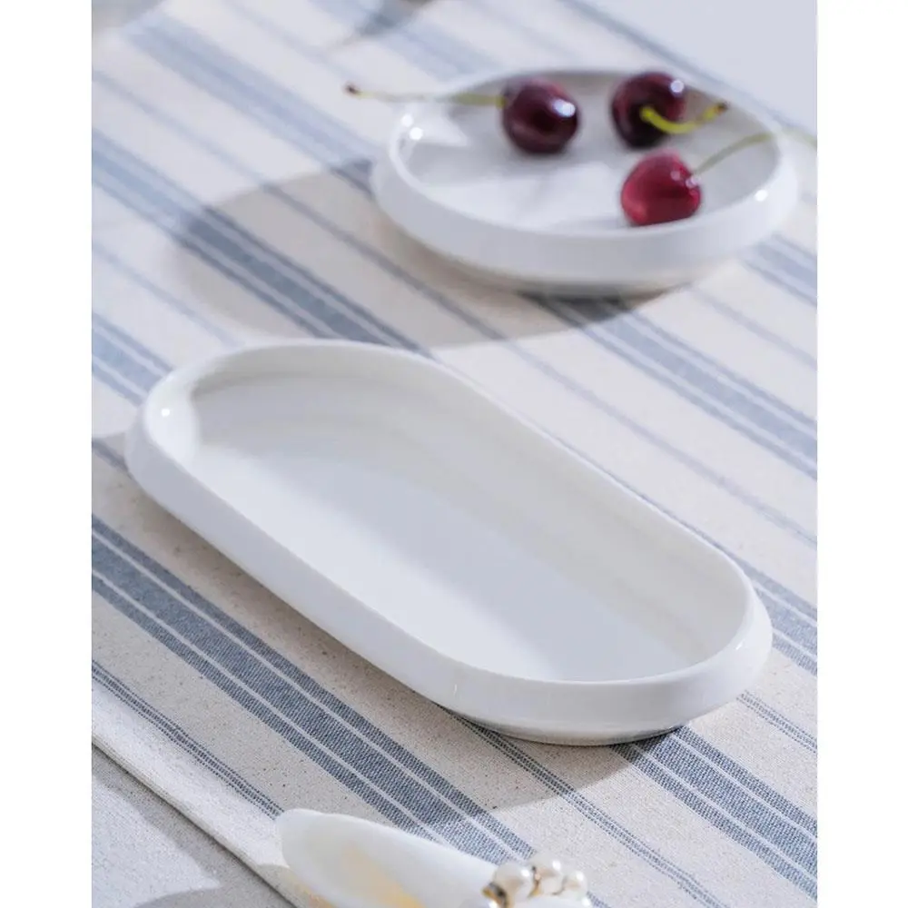 Acar JEA-07406 Rumi 6 Adet Porselen Oval Kayık Sunum Tabak 23 cm