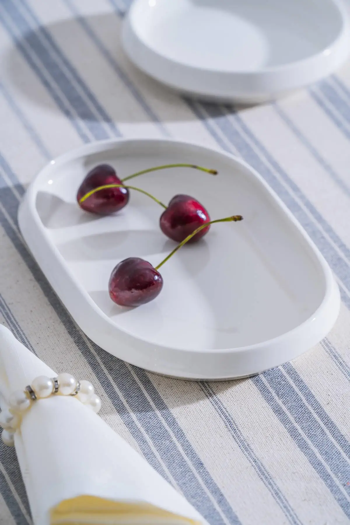Acar JEA-07402 Rumi 3 Adet Porselen Oval Kayık Sunum Tabak 20 cm