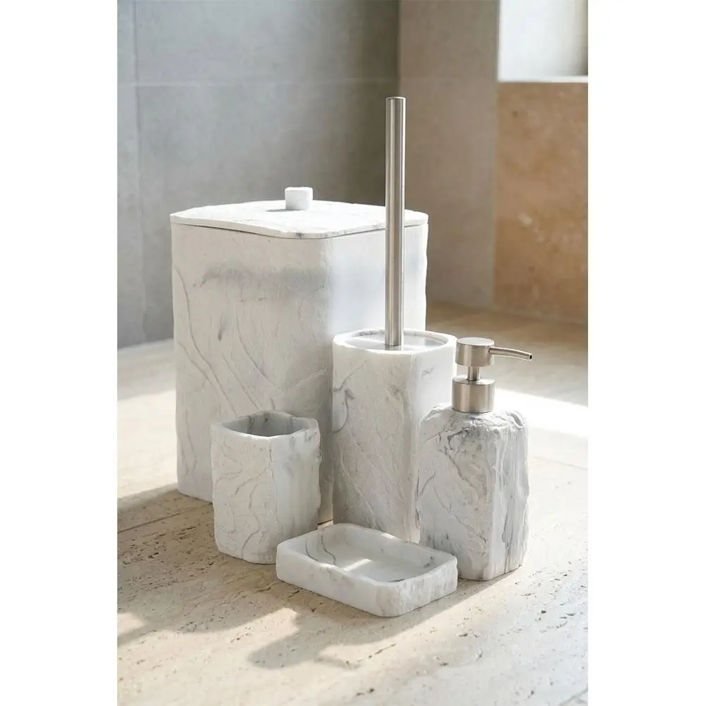 Acar JHN-09342 Beyaz Laduree Collection 5'Li Köşeli Banyo Set