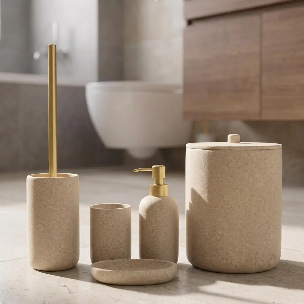 Acar JHN-09344 Laduree Collection 5'Li Banyo Set BEJ