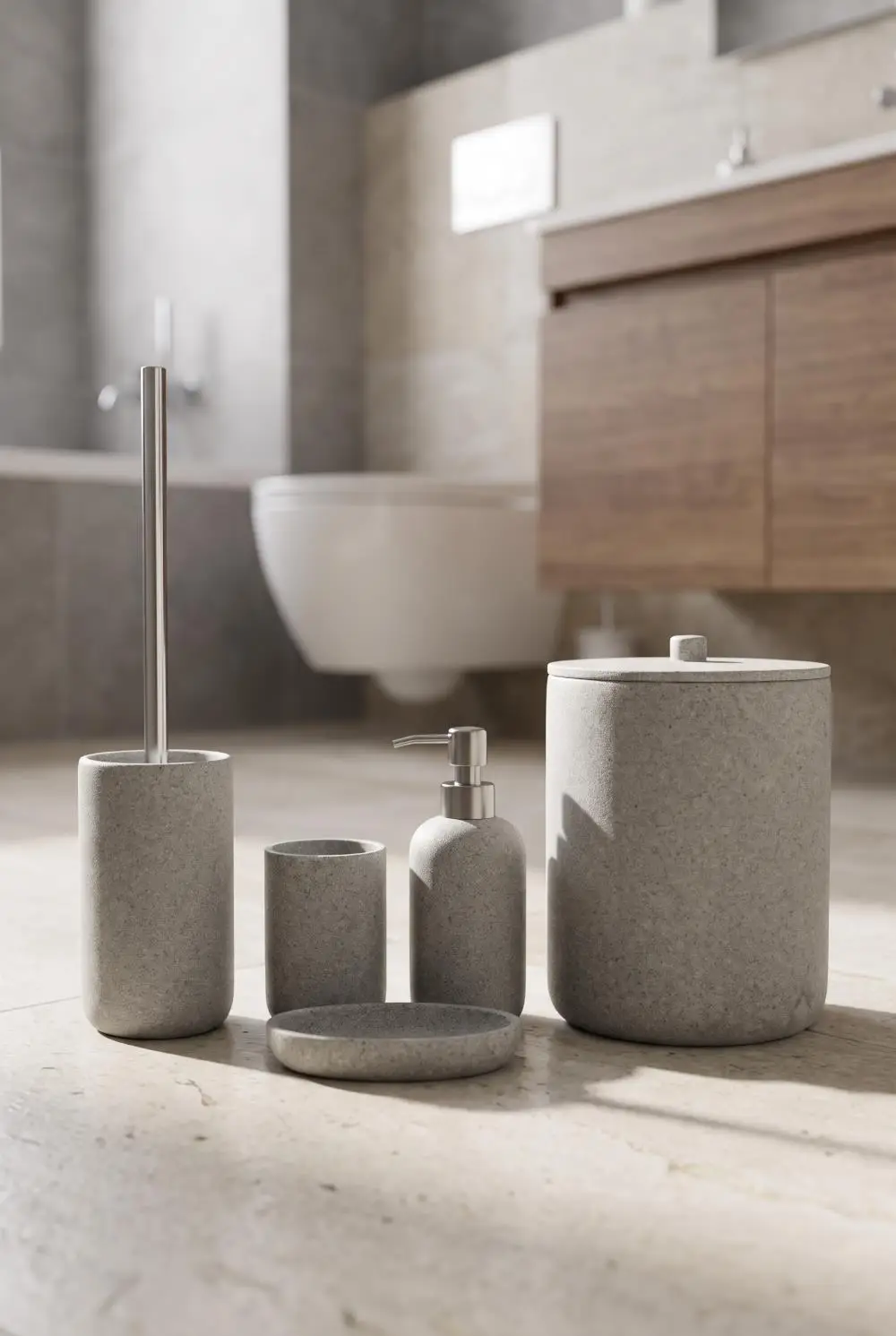 Acar JHN-09344 Gri Laduree Collection 5'Li Banyo Set