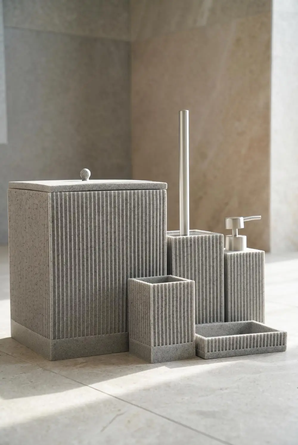 Acar JHN-09343 Gri Laduree Collection 5'Li Banyo Set