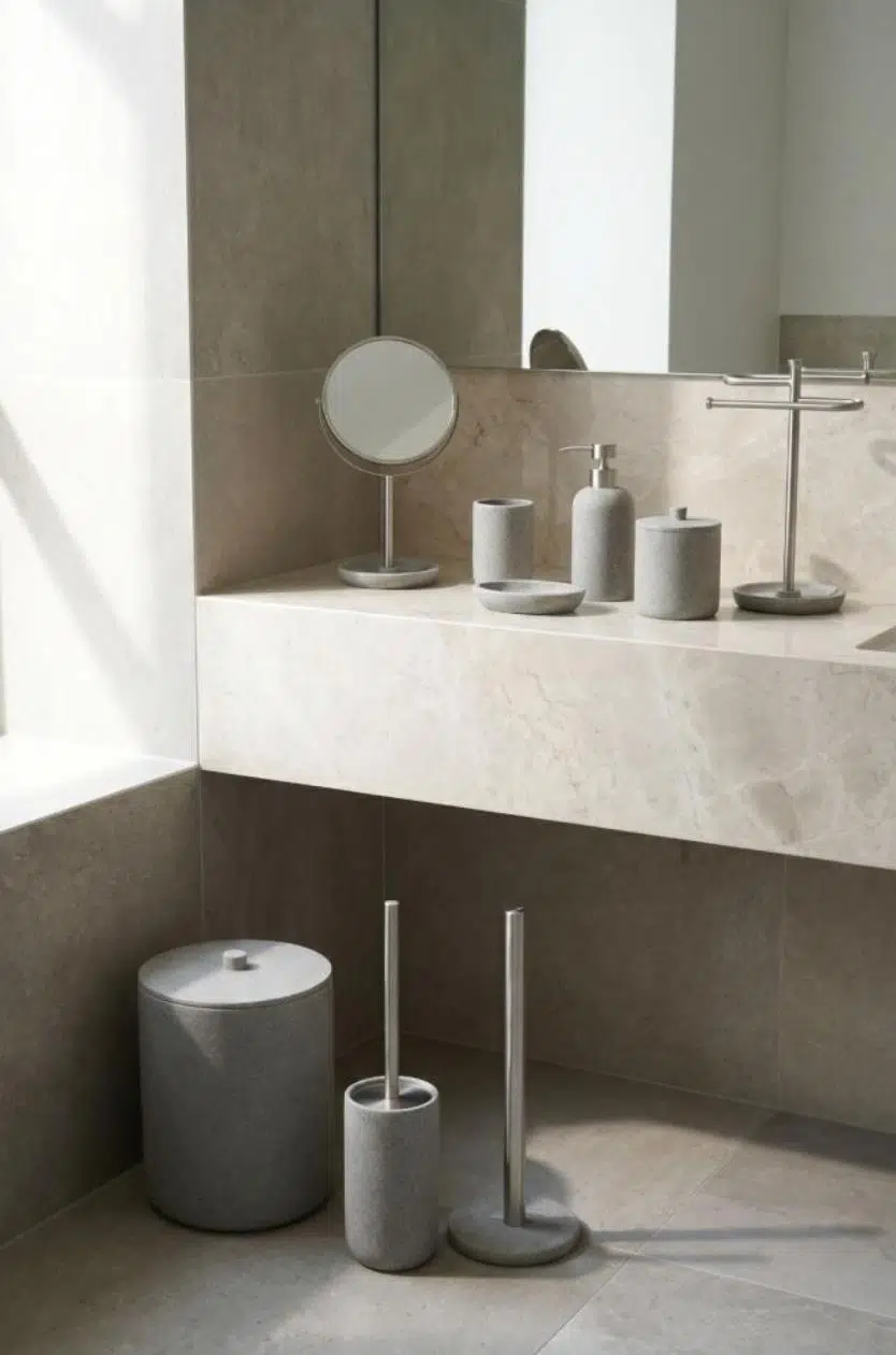 Acar JHN-09780 Gri Laduree 9'lu Banyo Seti