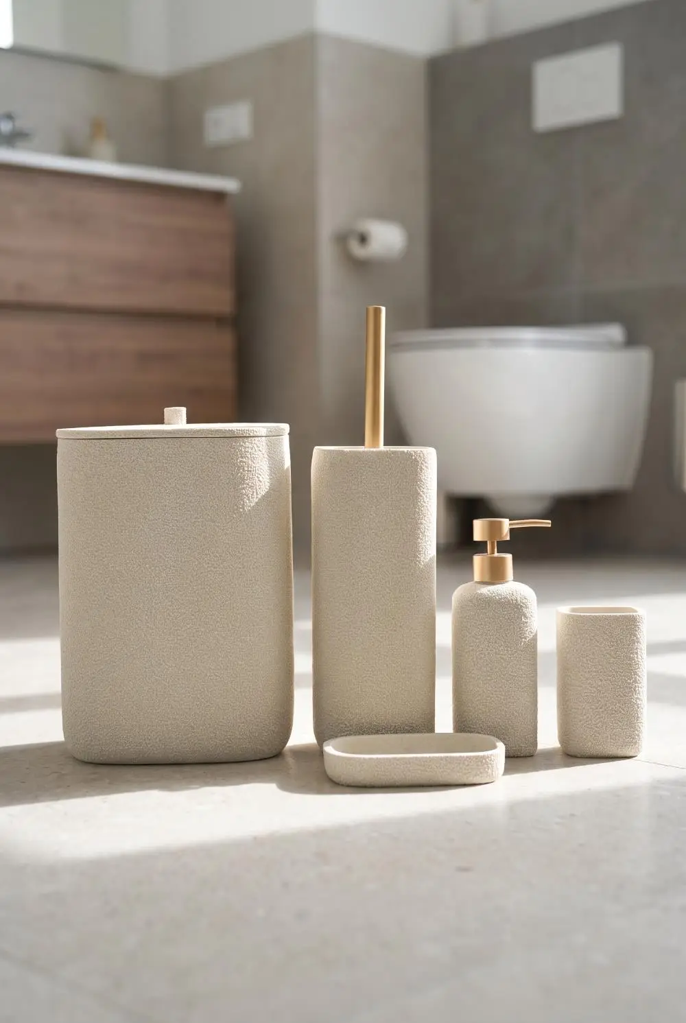 Acar Laduree 5'Li Banyo Set JHN-09779 Bej