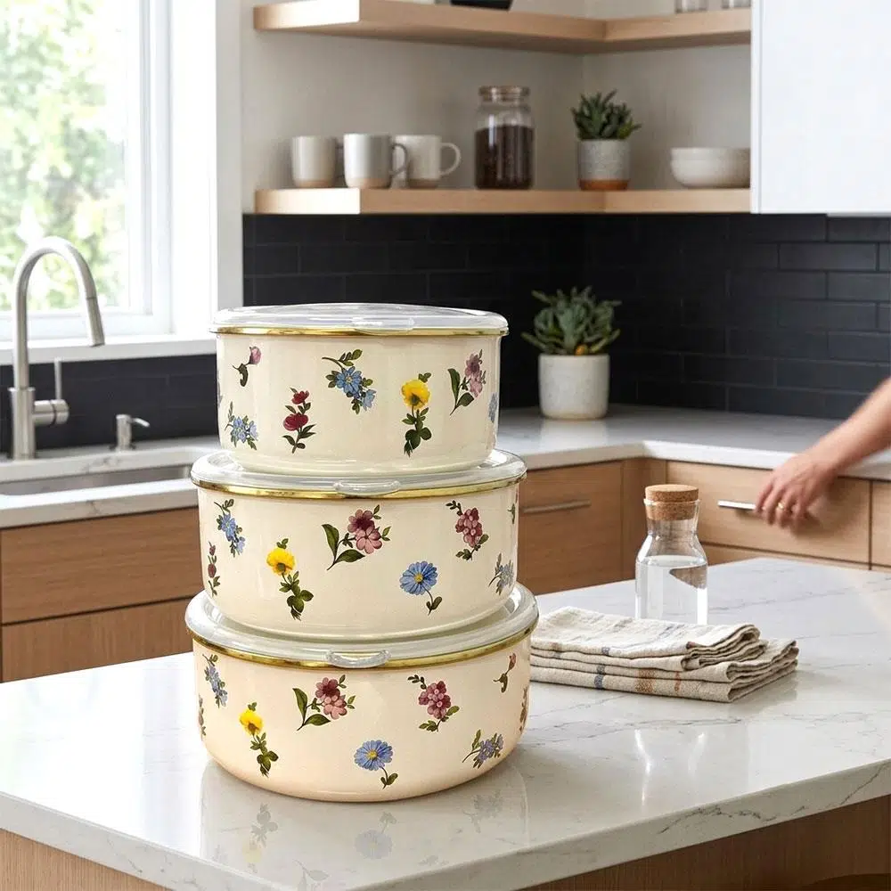 Acar Petit Fleur Collection Emaye 3lü Saklama Kabı XAP-10439