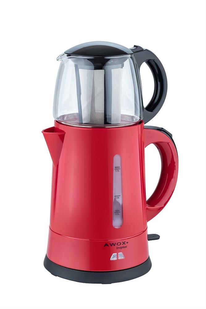 Awox Teaplus Kırmızı Elektrikli Cam Demlikli Çay Makinesi