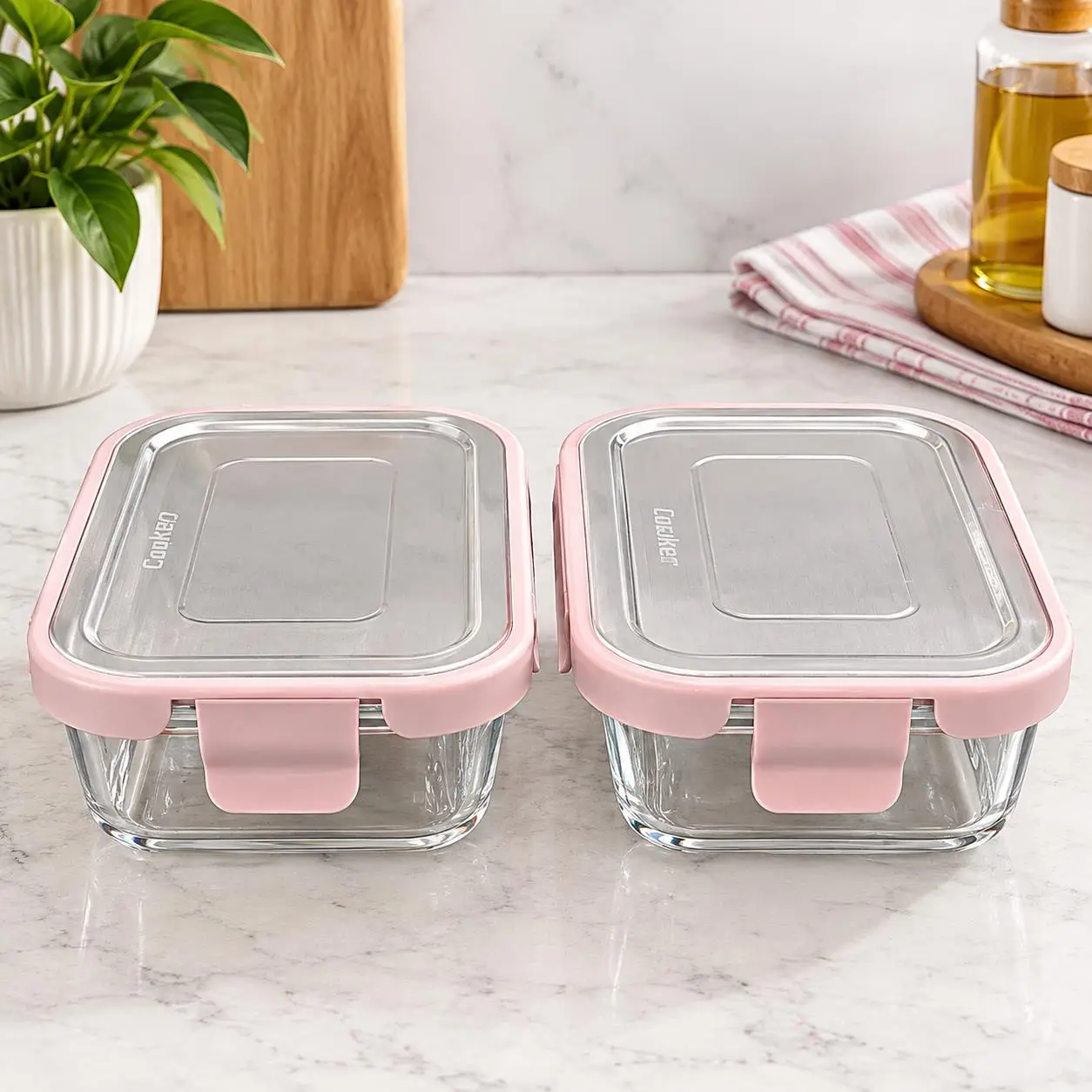 Cooker CKR3486 Pembe 2 Adet Cam Saklama Kabı 370 ml