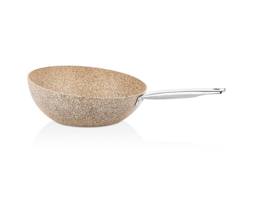 Falez Creamy Boomerang Granit Döküm 30 cm Wok Tava Krem