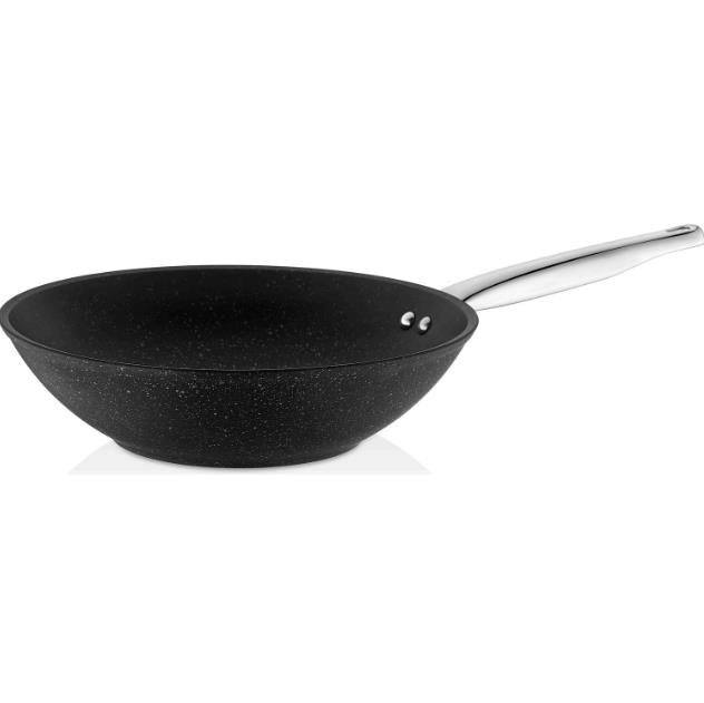 Falez Black Line Granit Döküm 28 cm Wok Tava Siyah