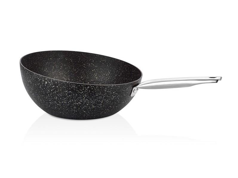 Falez Black Line Boomerang Granit Döküm 30 cm Wok Tava Siyah