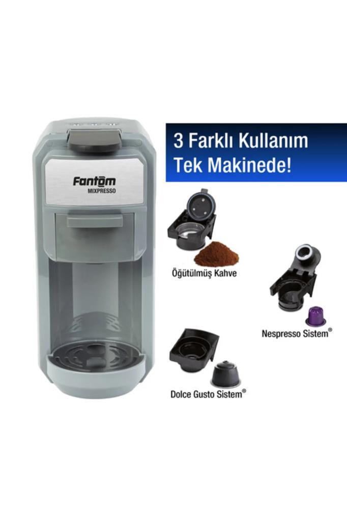 Fantom KS1450 Mixpresso Kapsüllü Kahve Makinesi Gri 60 Adet Kapsül HEDİYELİ