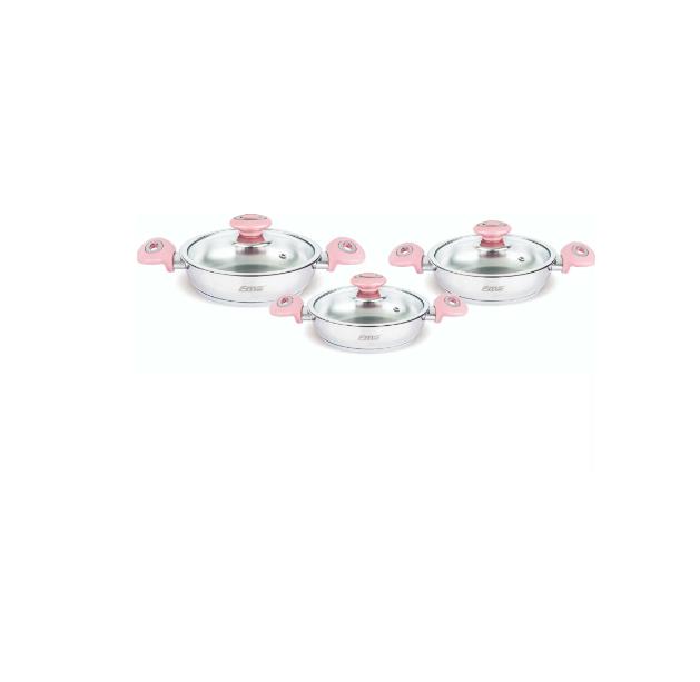 FMS 5004 Büyük 6 Parça Çelik Omlet Set Pembe