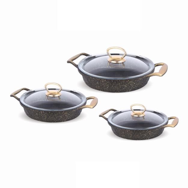 FMS D5001S 6 Parça Granit Omlet Set Siyah-Altın