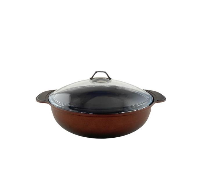 FMS D2005 Döküm Wok Basık Tencere 32 cm Bakır