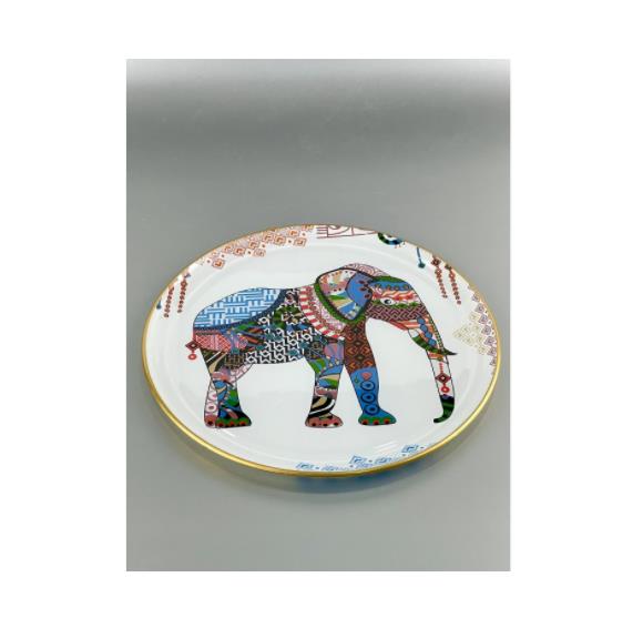 Glore Elephant Beyaz 31 cm Cam Tepsi