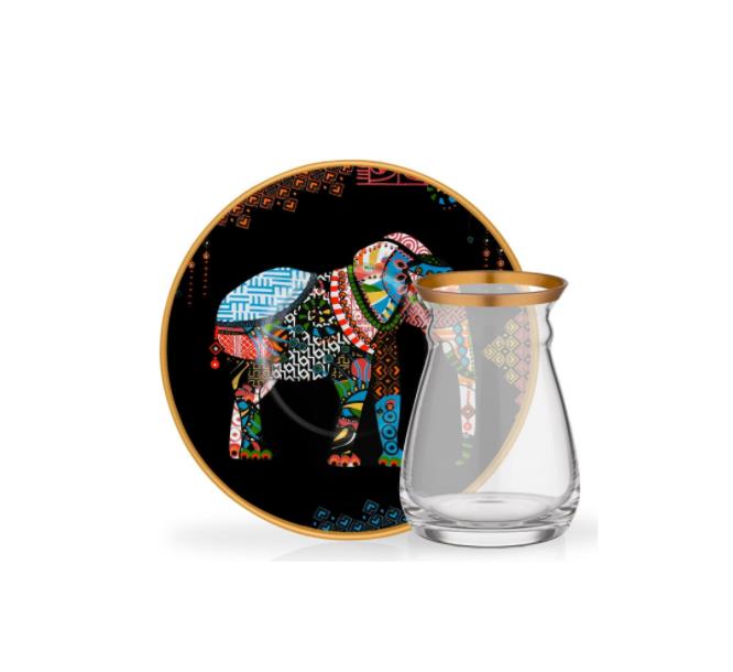 Glore Elephant Siyah 12 Parça Çay Set