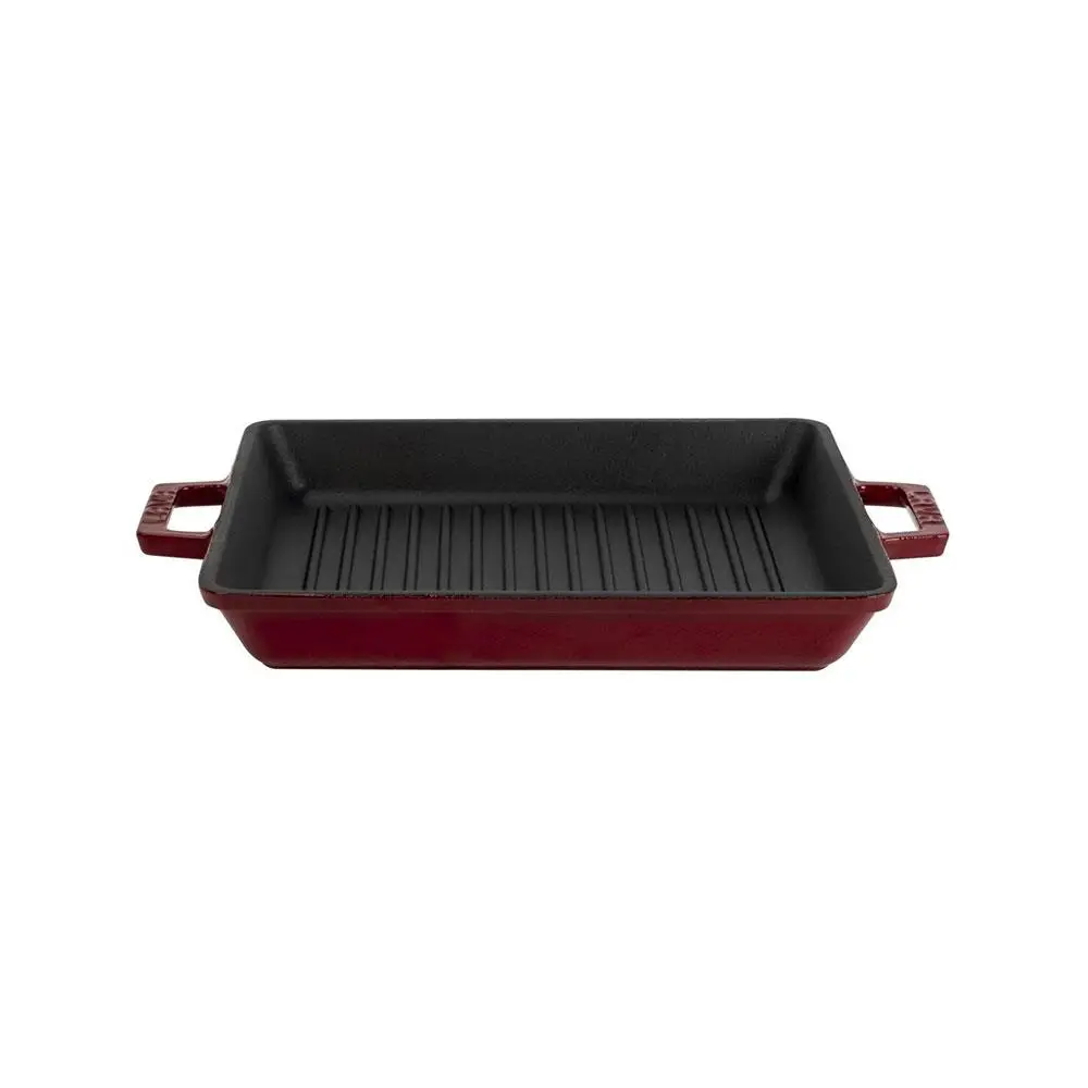 Lava 26x26 cm Bordo Metal Çift Kulplu Demir Döküm Izgara Tavası