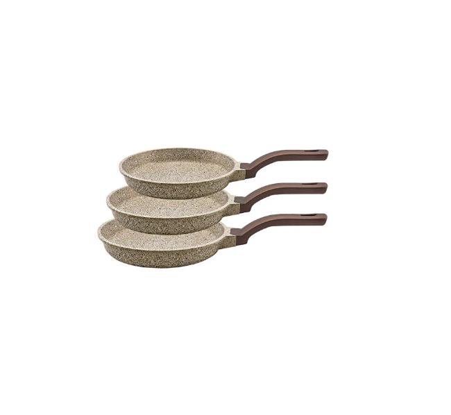 OMS 3255 Fry Pan Döküm Granit 3 Parça Tava Seti Kumbeji (20-24-28 cm)