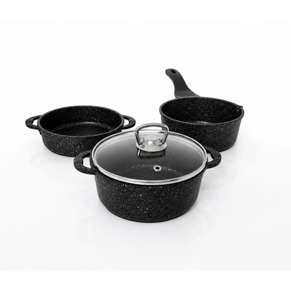 OMS Trio Mini Biogranit Döküm Tencere Seti Siyah 3741