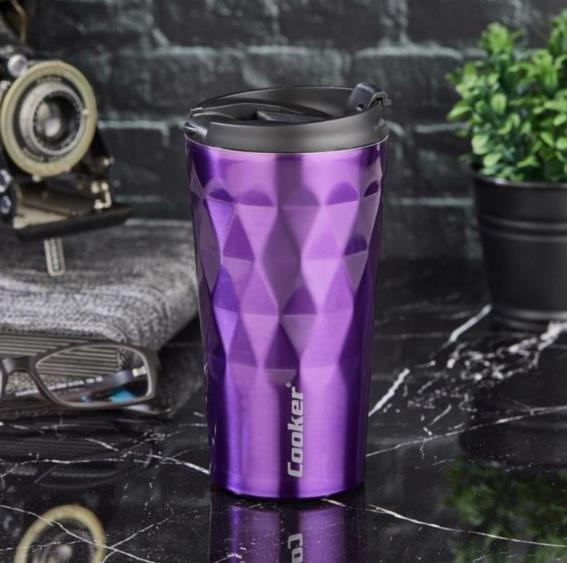 Cooker CKR2048 Lüx 350 ml Prizma Çelik Termos Mug Mor 