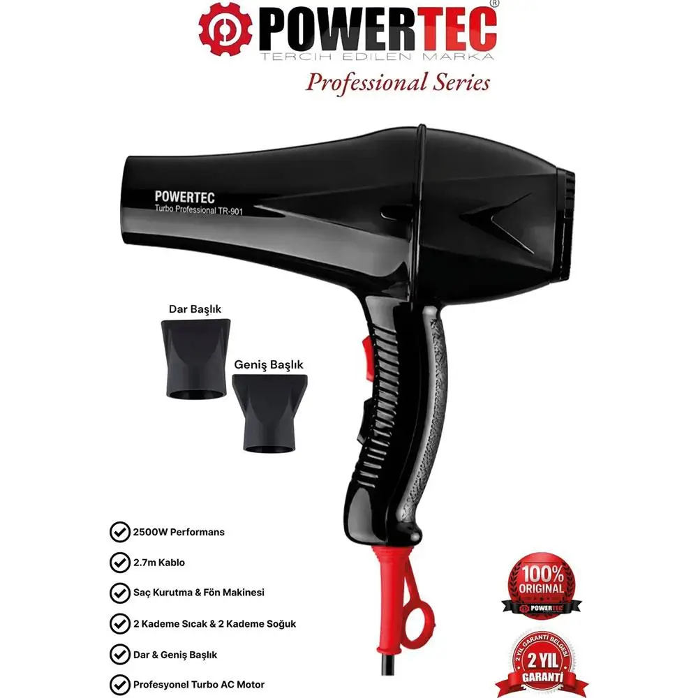 Powertec TR-901 Turbo Professional Series Fön Saç Kurutma Makinesi