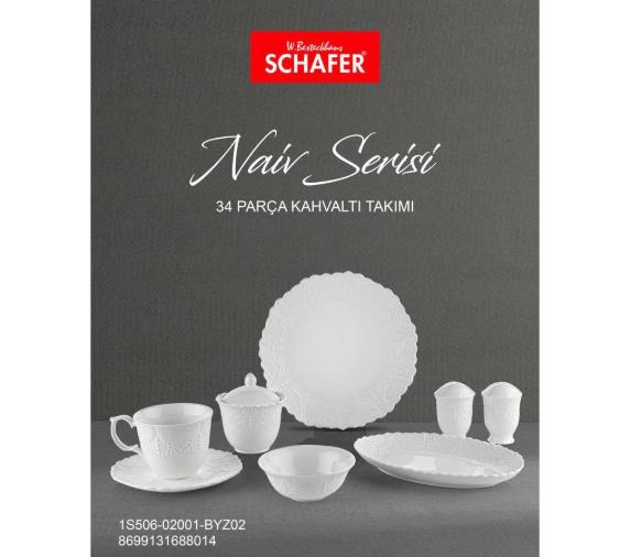 Schafer Naiv 34 Parça Beyaz Porselen Kahvaltı Takımı-BYZ02