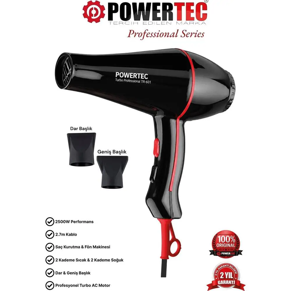 Powertec TR-601 Turbo Professional Series Fön Saç Kurutma Makinesi