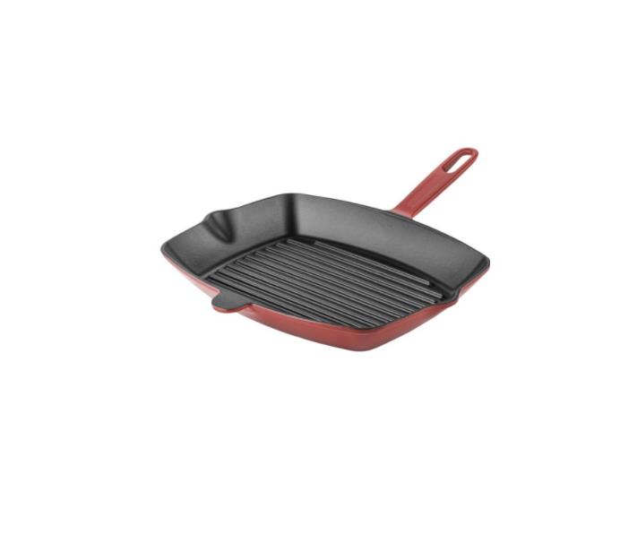 Taşev Caste Demir Döküm 32 cm Grill Izgara Tava Kırmızı