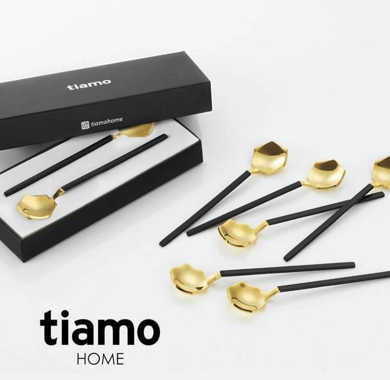 Tiamo Diamond Black Gold 6 Adet Çay Kaşık